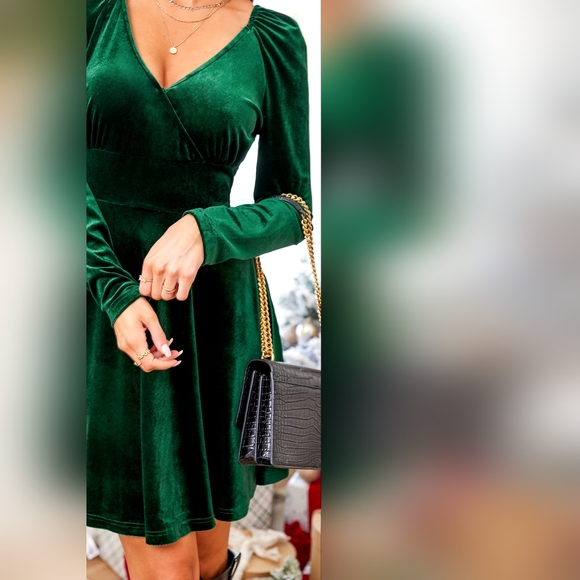 Overlap Collar Long Sleeve Midi Dress, sz Large - Picture 5 of 5